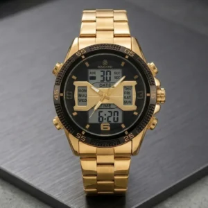 MAXLORD 3344 Premium Watch– Dual Time Display - Golden